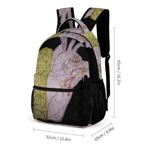 Vatican City Flag Brain Heart Backpack Shoulder Bags Lunch Bag Pencil Case Box 3 Set Daypack Cute2