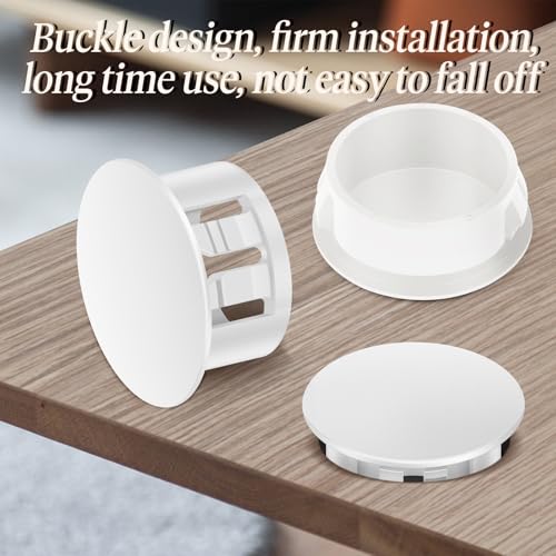 Image of 200PCS 5 /8 inch Plastic Plugs Hole, White Round PA66 Plug Furniture Hole Decorative Cover