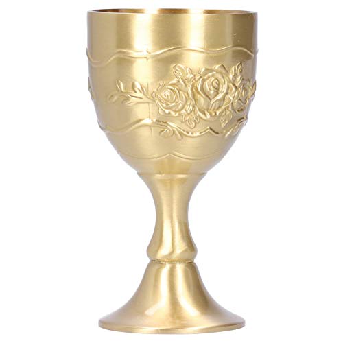 Brass Cup,Vintage Goblet Royal Embossed Rose Pattern Cup Golden Goblet Retro Wine Cup For Milk Tea Wine Whiskey (L) #TOP7