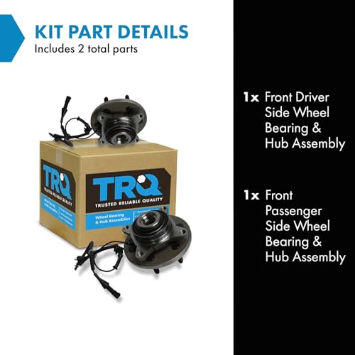 Image of TRQ Front Left and Right Wheel Bearing and Hub Assembly Set 2 Piece Compatible with 2009-2010 Ford F-150 4 Wheel Drive 6 Lug Wheels
