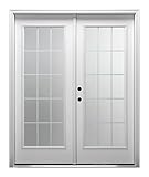 National Door Company, Exterior Double Door, Steel, 60' x 80', 1/2 Lite 2-Panel, Grilles Between Glass Clear Collection, Right-Hand Inswing