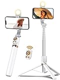 55'' Selfie Stick Tripod with Wireless Remote, Extendable Cell Phone Tripod, Travel Tripod with LED