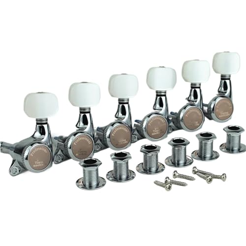 Guitar String Tuning Pegs 6Pcs Guitar Locking Tuners 1:18 Ratio Machine Heads Chrome(501P5 6R)