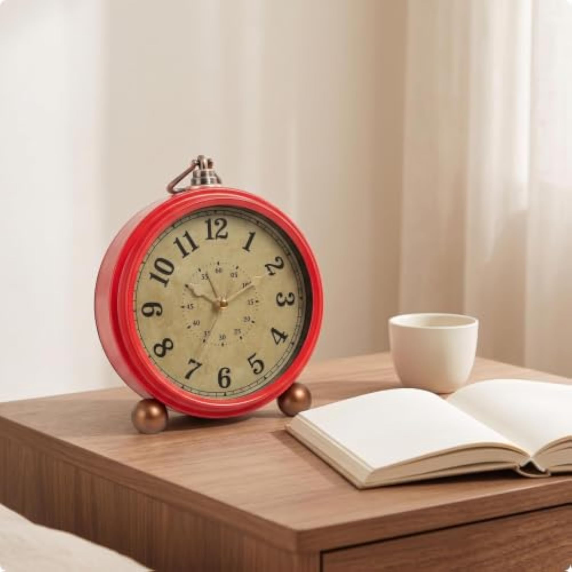 Vintage Metal Alarm Clock with Handle