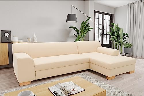 DOMO. collection Sofá esquinero Tinos pequeño en Forma de L, sofá esquinero de Esquina, esquinero, esquinero, 273 x 157 x 74 cm (Ancho x Profundidad x Alto), Color Beige