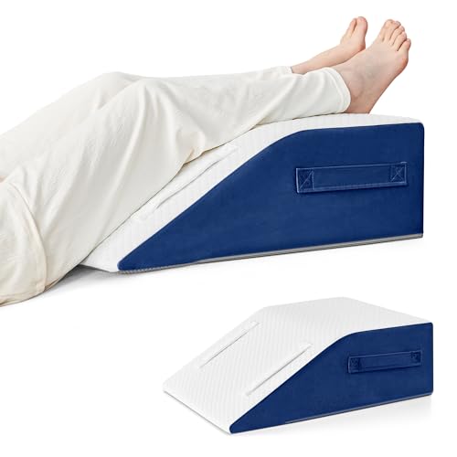 Image of Yojoker Leg Elevation Pillows for Swelling, Memory Foam Wedge Pillow for Legs Blood Circulation, Leg Elevation Pillows for After Surgery, Knee Wedge Pillow for Sleeping Back Hip Ankles Relief Navy