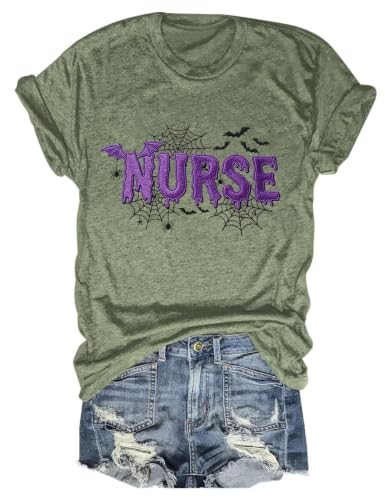 Halloween Nurse Shirt for Women Nurse Halloween Crew Neck Tee - image 1