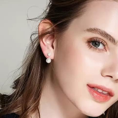 Nova&Aria Women's Shell Dangle Drop Earrings Sterling Silver Round Pearl Necklace Solitaire Earrings Jewelry Gifts - Image 3