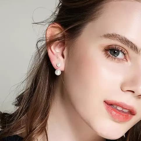 Nova&Aria Women's Shell Dangle Drop Earrings Sterling Silver Round Pearl Necklace Solitaire Earrings Jewelry Gifts3