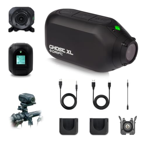 DRIFT Ghost XL Motorbike Action Camera 9hr Battery Record Your Entire Ride 140&deg;POV 300&deg;Rotating Lens IPX7 Waterproof 12MP APP Control Easy Mount Everywhere Fit for Helmet, Bicycle