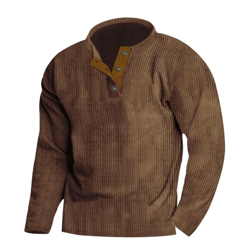 OCCOKO Abrigo Hombre Invierno Chaqueta Pana Casual Informal Outwear Botones Sudadera Deportivo Tops Talla Grande (Khaki, L)