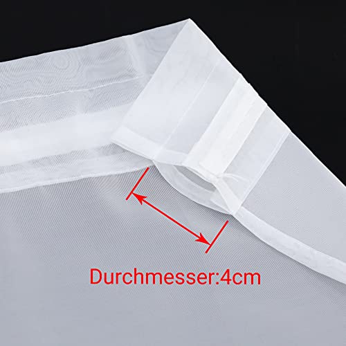 Heichkell Net Curtains Set of 2 Bistro Curtains Voile Transparent Pair Short Shades Plain Window Curtains Kitchen Curtain White W x H 76 x 92 cm x 2 - Image 2