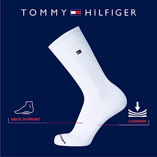 Tommy Hilfiger Men's Crew Socks - 6 Pack Performance Comfort Cushioned Athletic Socks - Breathable Crew Socks for Men (7-12), Size 7-12, Grey/White/Black3