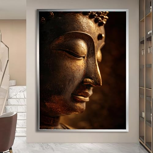 Statue de Bouddha impression zen dorée peinture chic maison