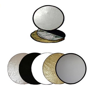 Ex-Pro 5 -in- 1 Photographic Light Reflector - 32 (80cm) Silver, Gold, Black, White & Translucent, Collapsible.