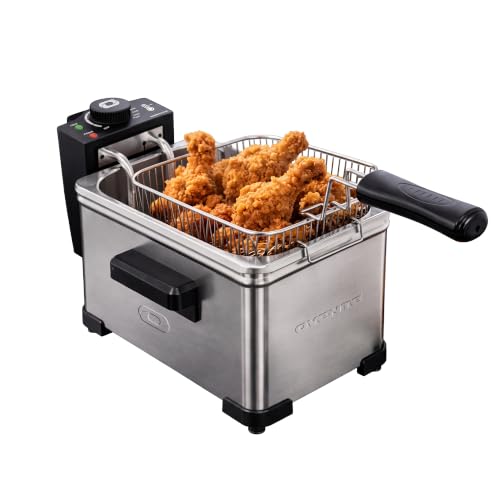 OVENTE Electric Deep Fryer, 2L Capacity, 1500W, Silver FDM2201BR