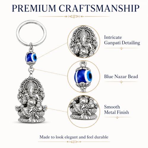 Image of Premium Turkish Evil Eye Keychain for Car, Bike & Home | Nazar Protection Keychain, Good Luck Charm | Spiritual Metal Key chain for Men & Women
