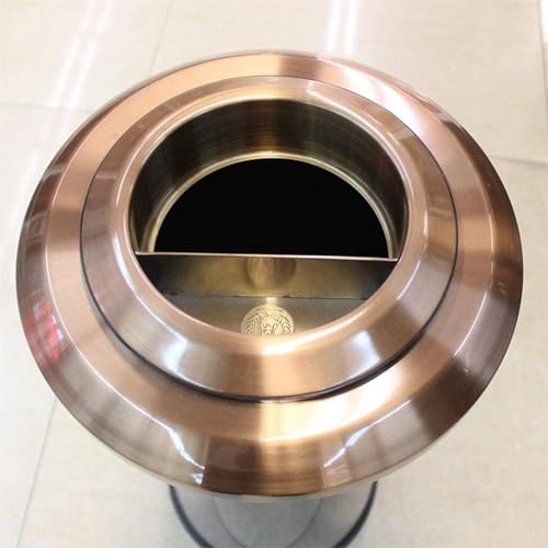 Outdoor Trash Can with Lid – Vertical Stainless Steel Dustbin for Hotel Lobby, Round Design, Durable Outdoor Garbage Bin, Weather-Resistant Ashtray for Public Spaces