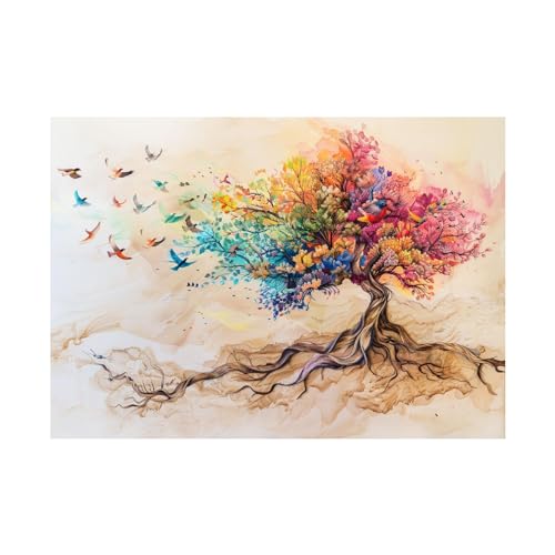 Décoration murale moderne avec tableau peinture Arbre de Vie sans cadre