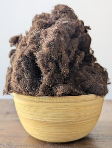 Kondoos 8oz Raw Washed Sheep Wool Noils w/Debris Natural Dark Brown Fiber Stuffing for Crafts, Needle Felting, Pillows Fill Loose Wool Fiber. (8.oz, Ounces) Db