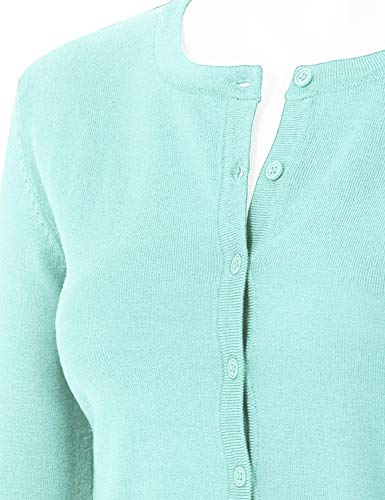 Image of Women's 3 /4 Sleeve Crew Neck Button Down Stretch Knit Cardigan Sweater (S-3XL)