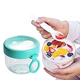 Tarros De Avena - Tarro De Avena Durante La Noche De 600 Ml | Recipientes De Avena Durante La Noche Con Tapas Y Cuchara | Tarro Reutilizable De Boca Ancha | Tarro De Avena Transparente, Recipientes De