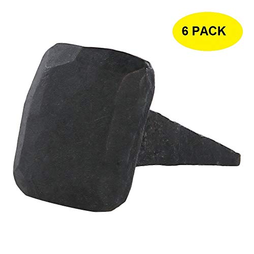 (Set Of 6) 3/4 X 1 Inch(Approx.) Rectangular Flat Head Decorative Iron Nails/Clavos, Natural Black Iron Finish #TOP4