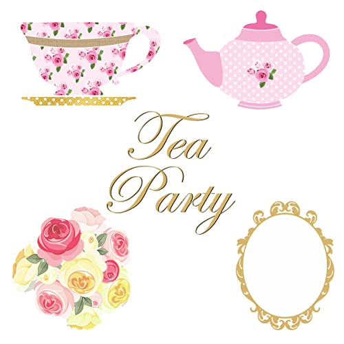 Image of Pretty UR Tea Party Theme Paper Cutouts for Birthday Decoration, Pink Party Supplies Decor - 10 Pieces