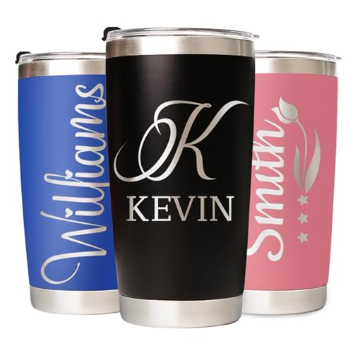 Personalized Tumbler with Engraved Name - Custom Stainless Steel 20 Oz Coffee Tumbler with Lid - Personalized Birthday Gifts for sister brother Friend - Christmas Gifts for Women Men Dad Mom