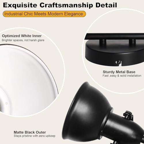 Image of HiBay 6-Light Track Lighting, Adjustable Ceiling Light Fixture Black | Industrial Track Spot Light Indoor for Kitchen, Dining Room, Living Room, E26 Base (Bulb Not Included)