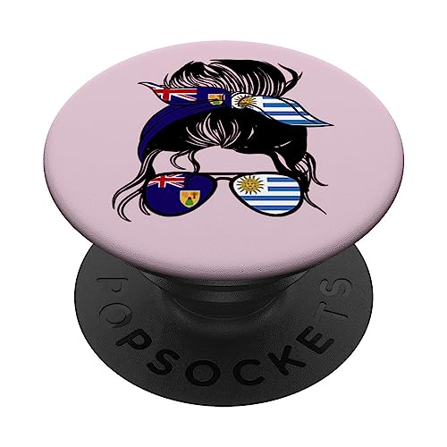Half Turks and Caicos half Uruguayan Turks & Caicos Uruguay PopSockets Swappable PopGrip, Black
