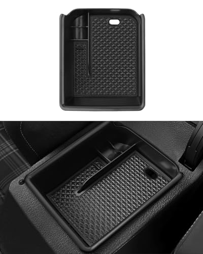 Karltys Center Console Organizer Tray for VW Volkswagen Golf GTI R MK8 2022 2023 2024 Accessories Car Middle Console Organizer Insert Tray Armrest Storage Box with Non-Slip Black Silicone Mat