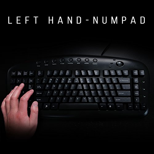 Ergonomic Left Handed Keyboard For Business/Accounting - 8 Multimedia Hotkeys - Eliminates Rsi And Carpal Tunnel - Patented Natural_A Keycaps To Reduce Back And Shoulder Strain To Improve Posture #TOP1