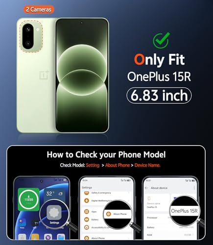 Image of FNTCASE for Oneplus 15R Case Clear: One Plus 15R Case with Screen Protector Drop Proof Slim Anti Yellowing Rugged Shockproof Protective Transparent Cover (Clear Magnetic)
