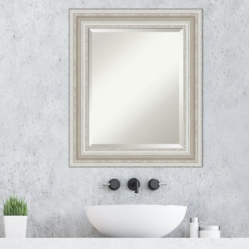 Image of Framed Vanity Mirror | Bathroom Mirrors for Wall | Parlor Silver Mirror | Wall Mounted Mirror | Small Mirror | 25.50 x 21.50