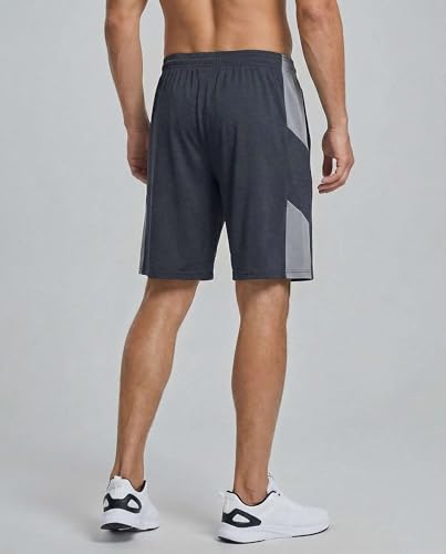 Image of Real Essentials Men's 5 Pack: 9 inch Dry-Fit Shorts - Athletic Gym, Workout, Basketball, Running, Casual Lounge Active Pockets