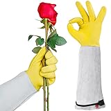 Supersfel Gardening Gloves for Women/Men, Rose Pruning Thorn-Proof Gloves, with Adjustable Cuff and Durable Goatskin Leather, Comfy Breathable Long Sleeve Work Garden Gauntlet Glove for Yard Work(L)