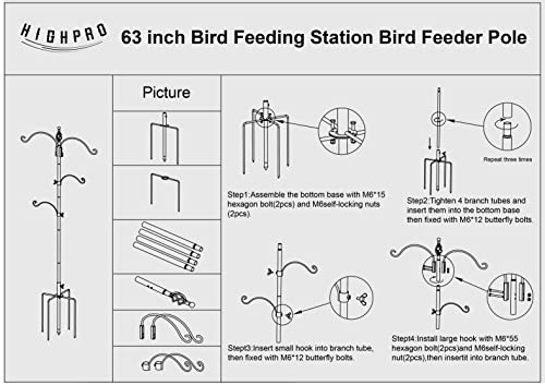 Highpro 63 Inches Stand For Watching Attracting Wild Bird Outdoor Hanging Pole thumb #3