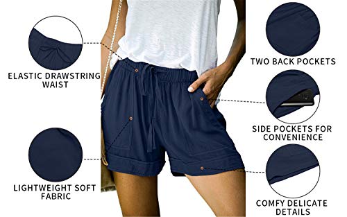 Image of KISSMODA Womens Summer Shorts Leopard /Camo /Solid /Floral Print Elastic Waist Pocketed Casual Pants