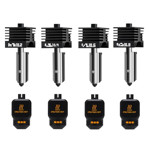 Sahvaim 4Pack 0.2/0.4/0.6/0.8MM H2 Series/X2D/P2S Hotend for Bambu Lab H2D/H2S/H2C Combo/X2D/P2S 3D Printer, High Temperature Quick Swap Hardened Steel Nozzle Replacement 3D Printer Extruder