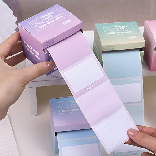 Image of WISHKEY Pull Out Sticky Notes Roll, 256 Sheets Sticky Notes, Sticky Pad for Study, Point It Marker Stationery Items, Self-Adhesive Memo Pad, Planners and Memo Sticker (Assorted, Pack of 1)