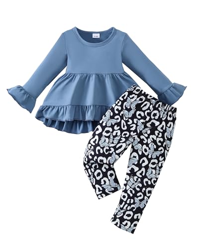 Image of Weebaby Baby Girl Clothes Infant Toddler Girl Clothing Ruffle Shirt High Low Top Floral Allover Pant Little Girls Clothes