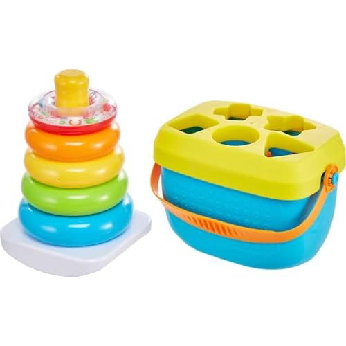 Fisher-Price Infant Toy Set, Baby’s First Blocks (10 Shapes) and Rock-a-Stack Ring Stacking Activity for Ages 6+ Months​ (Amazon Exclusive)