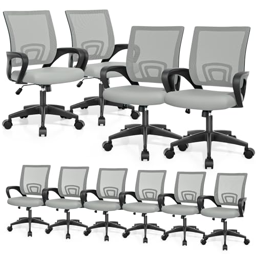 Image of Magshion Ergonomic Office Chairs 10 Pack, Mid-Back Mesh Desk Chair, Gray