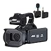 BGAZA Videocamera 4K Professionale Videocamera da 64 MP 4quot;Touch Screen Full UHD Vlog Streaming Camera Digital Recorder Webcam(No SD Card,with Microphone)