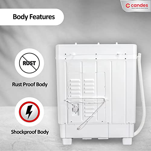 Image of Candes 6.5 kg washing machine semi automatic | Multi Washing Method | Low Water Conusmption | 5 Year Warranty on Moter | (CTPL65PL1SWM), Marron Red 2023 Model