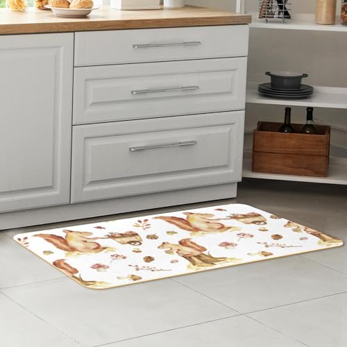 Alfombrillas de cocina antideslizantes VAPOKF lavables y absorbentes con diseño de ardillas 7