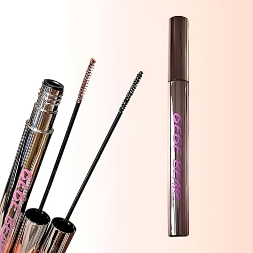 Gege Bear Mascara Slim And Long | Black Brown Color Options | Waterproof Smudge Proof | Teen Women Girls | Soft Bold Aesthetic | Lengthening Volumizing Mascara | Sensitive Eyes Safe | Non-Clumping Long Lasting (02#Brown, 3g)