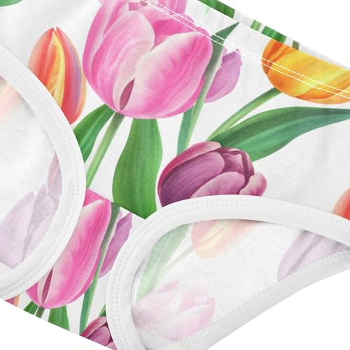 Toddler Girls Underwear 2t Cotton Panties Little Girl Bright Briefs Underpants Watercolor Tulips Flower Pink4