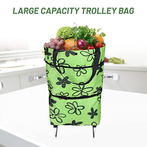 NymphFable Faltbare Trolley-Taschen Faltbare Einkaufstasche mit Upgrade-Rädern Tragbarer Einkaufstaschen-Trolley – Bild 8